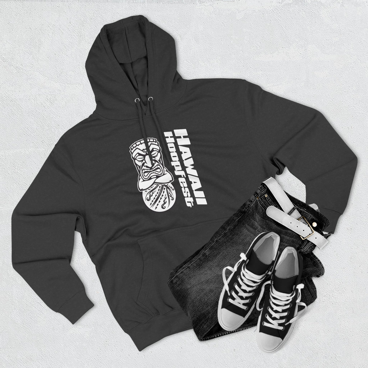 Hawaii Hoopfest Hoodie — Tiki Shield Basketball Fleece Pullover