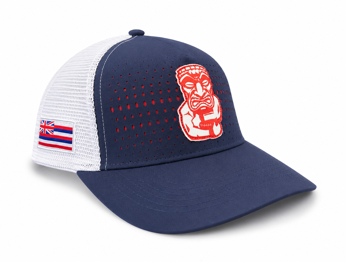 Hawaii Tiki Bowl - Navy & White Ball Cap