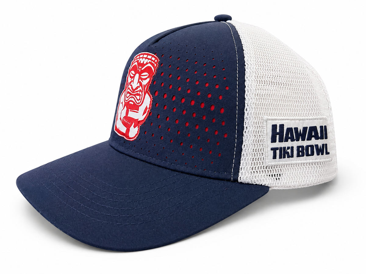 Hawaii Tiki Bowl - Navy & White Ball Cap