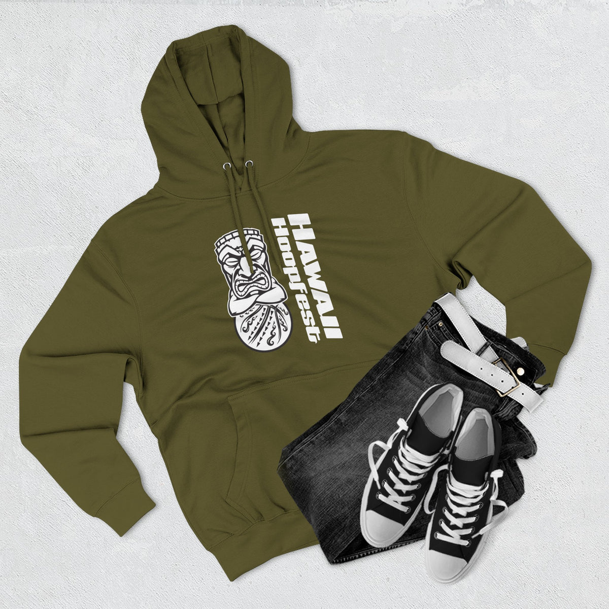 Hawaii Hoopfest Hoodie — Tiki Shield Basketball Fleece Pullover